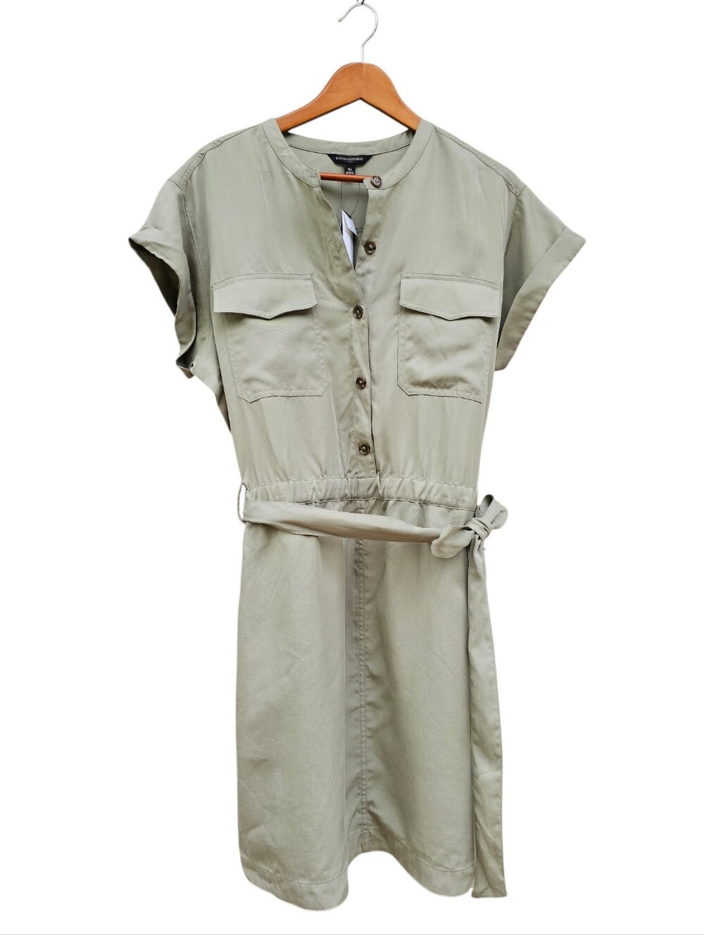 Banana Republic Sweet Basil (Light Sage) Utility Shirt Dress Size XL - Picture 4 of 13